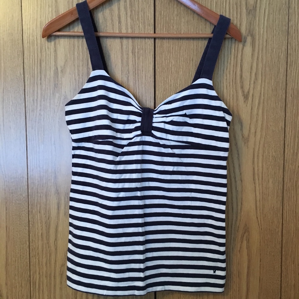 American Eagle blue and white striped tank top